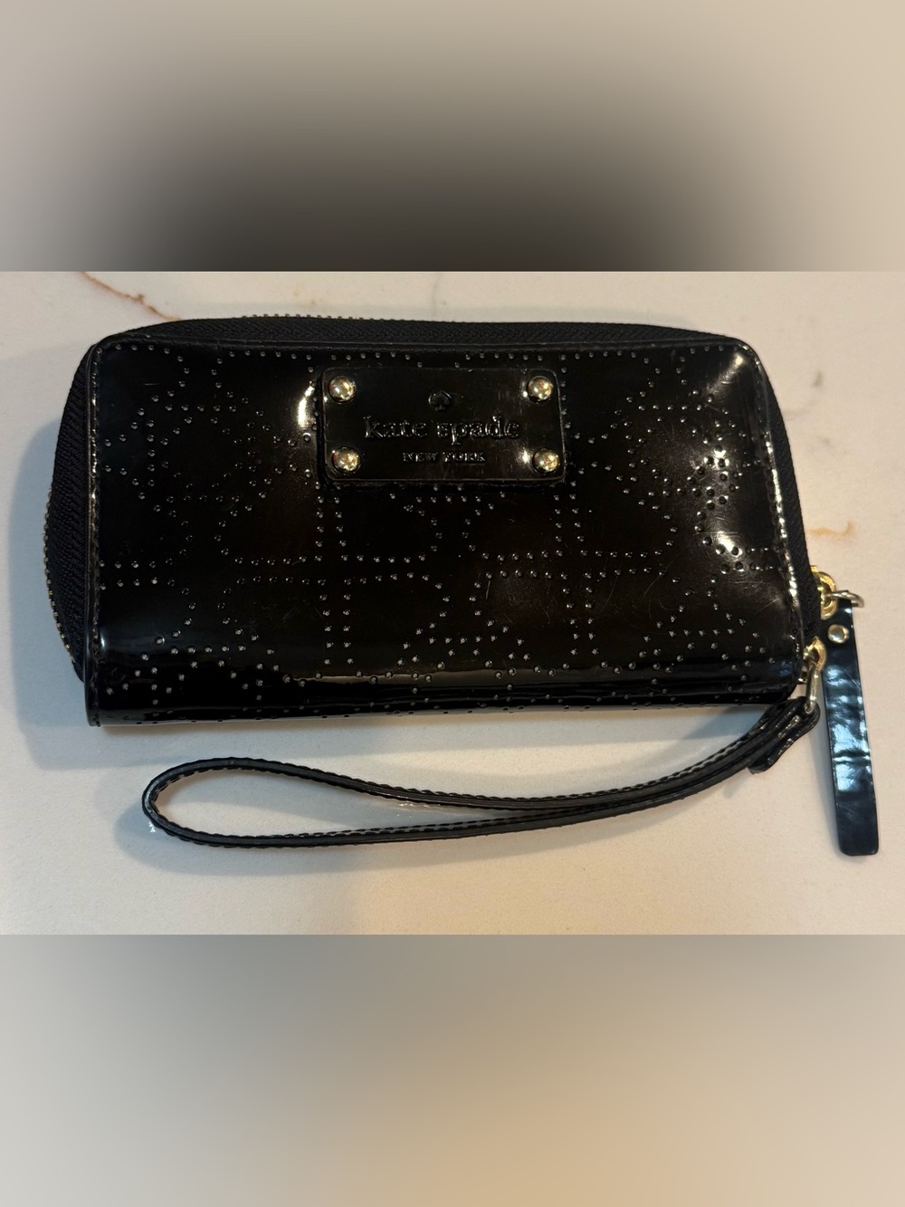 KATE SPADE Jazzy Black Patent Wristlet Wallet